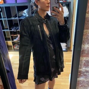 Carbon 2 Cobalt black leather jacket